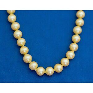 28 inch, Vintage Gold Tone Beads Faux Pearls Beaded Necklace -D35